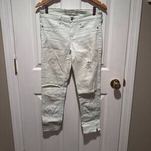 Abercrombie & Fitch Light Blue/White Skinny Ankle Zipper Jeans Womens 6R W28